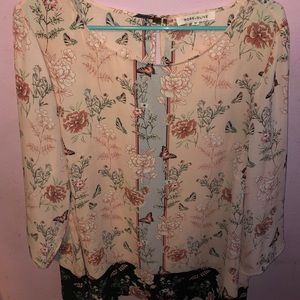 Floral Butterfly Long Sleeve Blouse